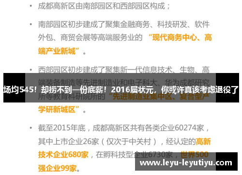 场均545！却捞不到一份底薪！2016届状元，你或许真该考虑退役了